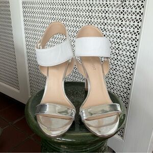 Nine West White and Silver Strappy Heels